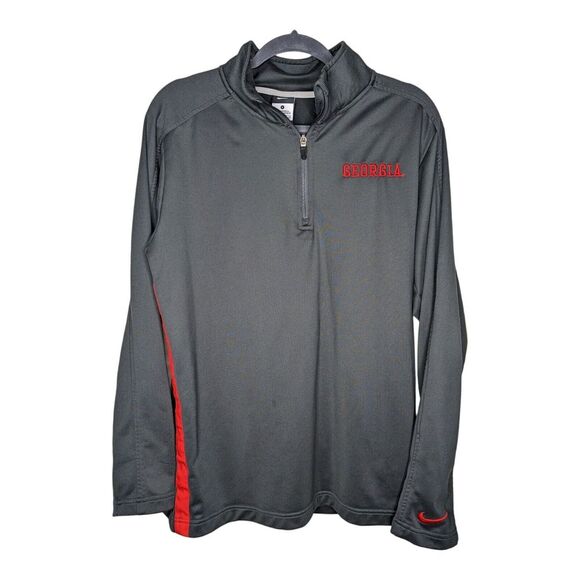 Nike UGA University of Georgia‎ Bulldogs Quarter Zip Pullover Gray Size Small - Picture 1 of 12